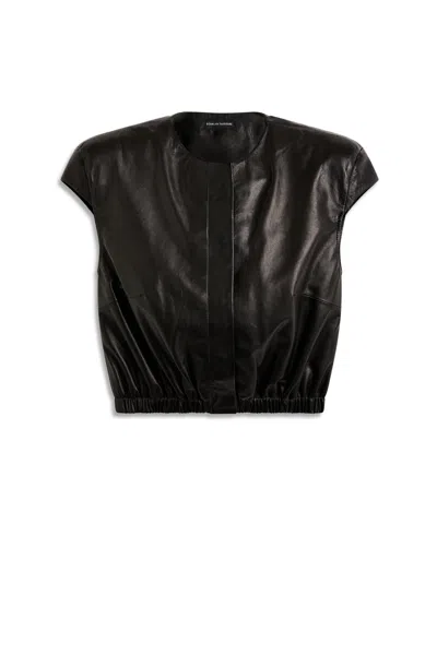 Scanlan Theodore Leather Shoulder Pad Top In Black