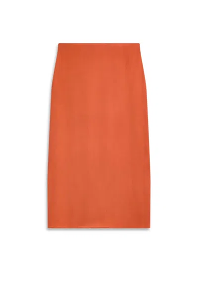 Scanlan Theodore Silk Pencil Skirt In Orange