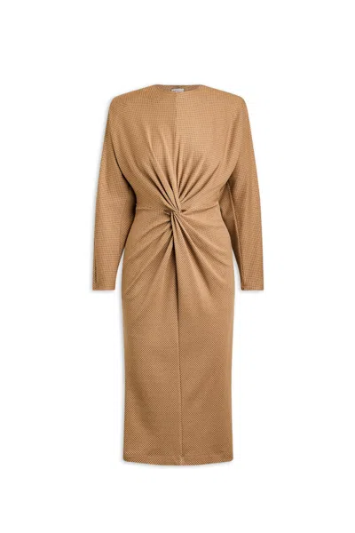 Scanlan Theodore Italian Turban Pencil Dress In Nude