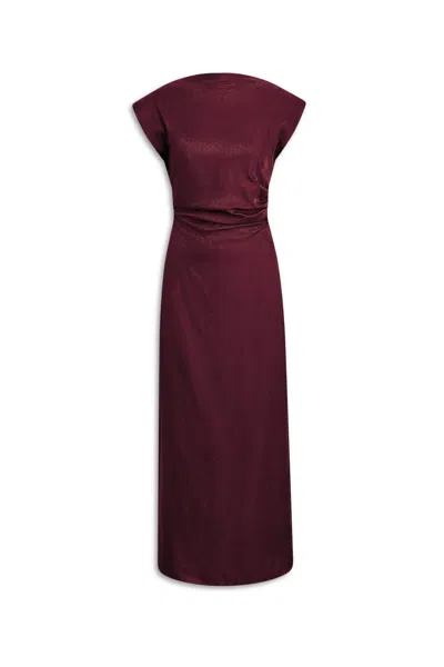 Scanlan Theodore Silk Jacquard Dress In Burgundy