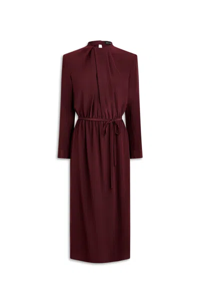 Scanlan Theodore Silk Pleat Neck Dress In Burgundy