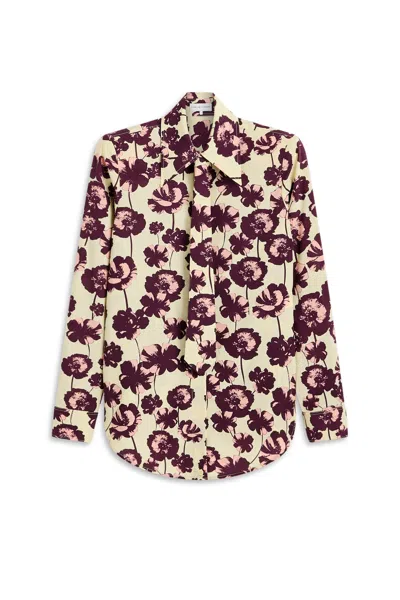 Scanlan Theodore Silk Poppy Tie Shoulder Pad Shirt In Burgundy