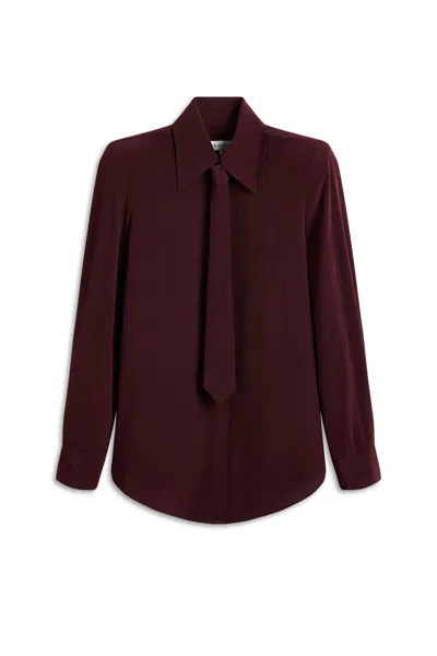 Scanlan Theodore Silk Tie And Shoulder Pad Shirt In Burgundy