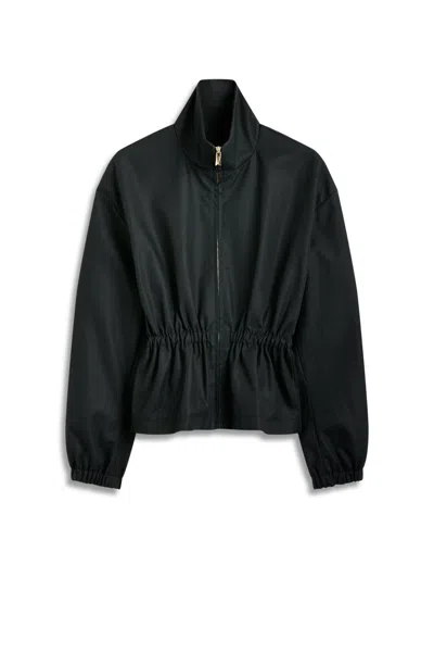 Scanlan Theodore Double Cotton Funnel Neck Jacket In Black