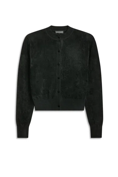 Scanlan Theodore Velvet Shoulder Pad Cardigan In Black