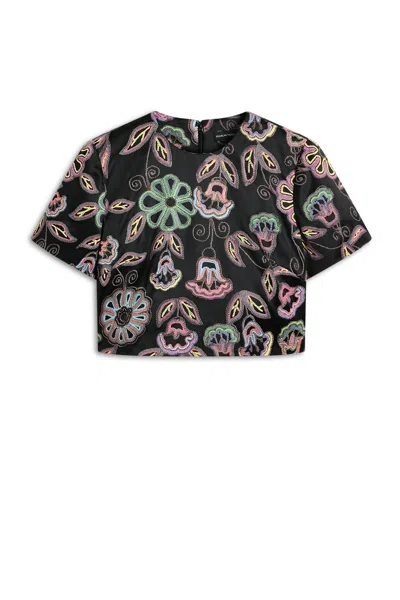 Scanlan Theodore Printed Satin Top In Black