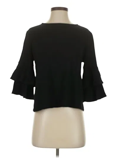 Pre-owned W5 3/4 Sleeve Top Black Ruffles Neckline Tops
