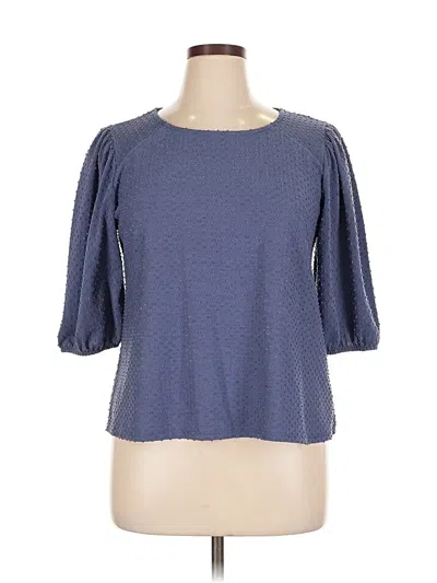 Pre-owned W5 3/4 Sleeve Top Blue Boatneck Tops