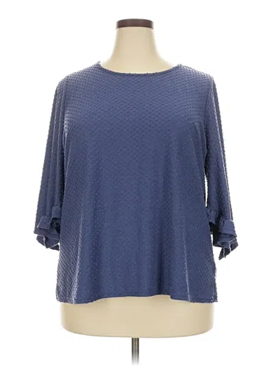 Pre-owned W5 3/4 Sleeve Top Blue Boatneck Tops