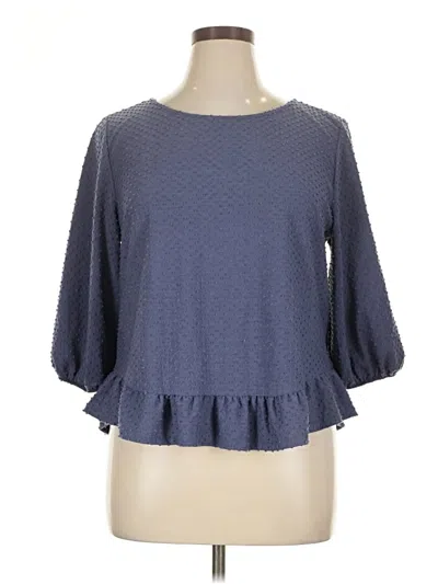 Pre-owned W5 3/4 Sleeve Top Blue Boatneck Tops