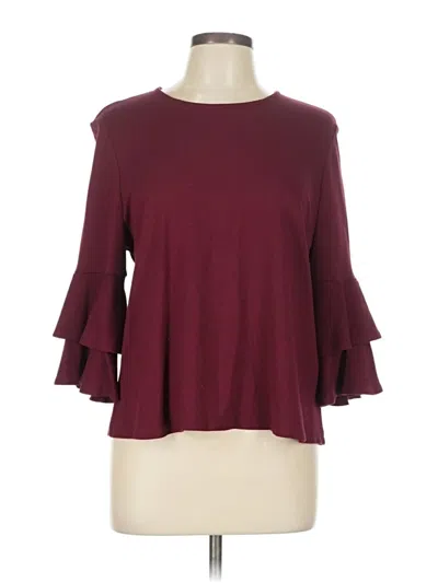 Pre-owned W5 3/4 Sleeve Top Burgundy Boatneck Tops
