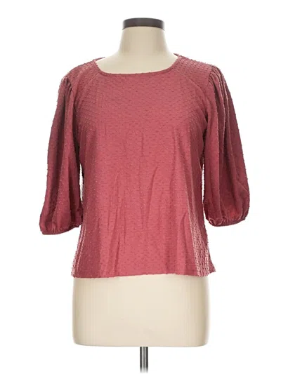 Pre-owned W5 3/4 Sleeve Top Burgundy Square Neckline Tops