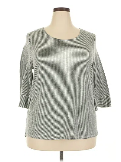 Pre-owned W5 3/4 Sleeve Top Gray Boatneck Tops