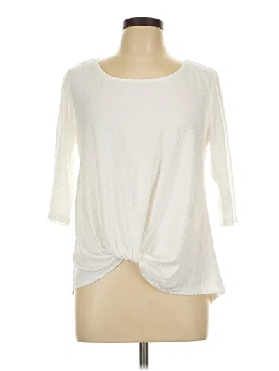 Pre-owned W5 3/4 Sleeve Top Ivory Crew Neck Tops In White