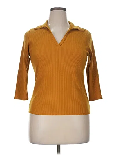 Pre-owned W5 3/4 Sleeve Top Yellow Open Neckline Tops