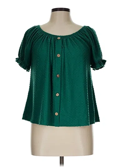 Pre-owned W5 Short Sleeve Blouse In Green