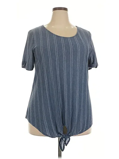 Pre-owned W5 Short Sleeve Top Blue Keyhole Neckline Tops