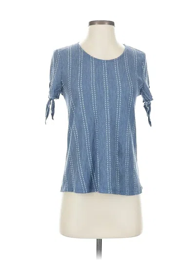 Pre-owned W5 Short Sleeve Top Blue Square Neckline Tops