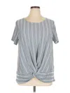 W5 Short Sleeve Top Blue Square Neckline Tops In Blue