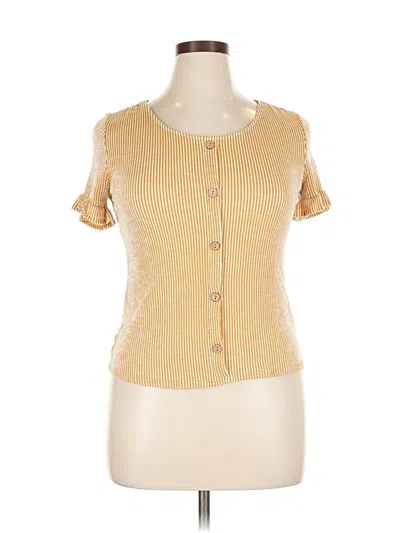 Pre-owned W5 Short Sleeve Top Gold Sweetheart Neckline Tops