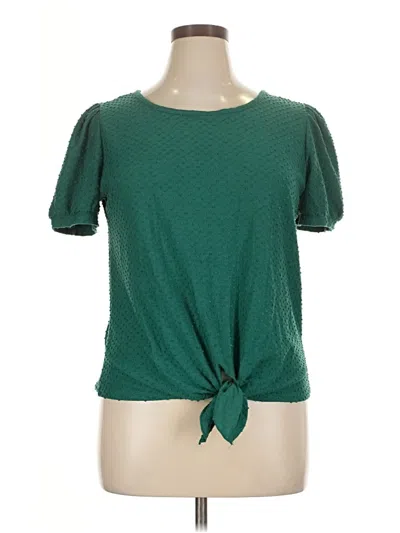 Pre-owned W5 Short Sleeve Top Green Keyhole Neckline Tops