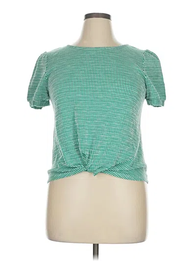 Pre-owned W5 Short Sleeve Top Green Keyhole Neckline Tops