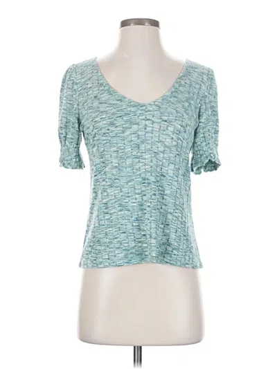 Pre-owned W5 Short Sleeve Top Teal Sweetheart Neckline Tops In Blue