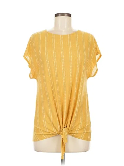 Pre-owned W5 Short Sleeve Top Yellow Keyhole Neckline Tops