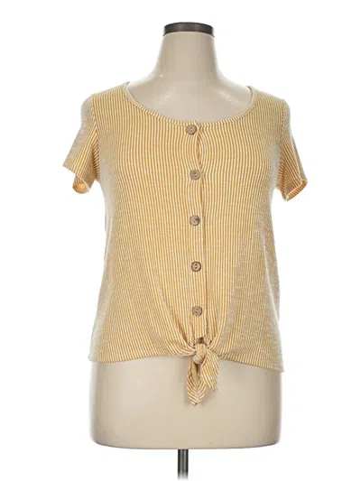 Pre-owned W5 Short Sleeve Top Yellow Square Neckline Tops