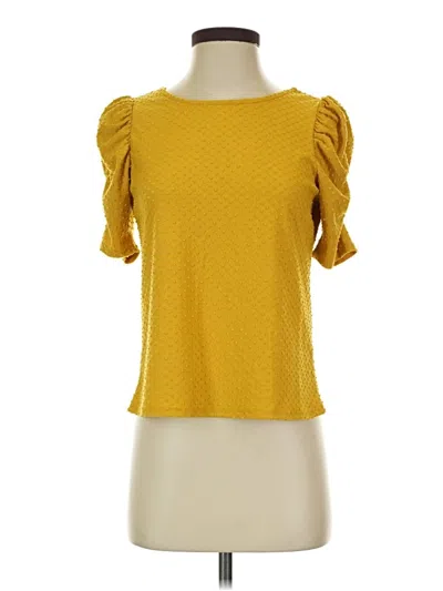 Pre-owned W5 Short Sleeve Top Yellow Square Neckline Tops