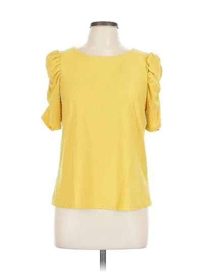 Pre-owned W5 Short Sleeve Top Yellow Sweetheart Neckline Tops