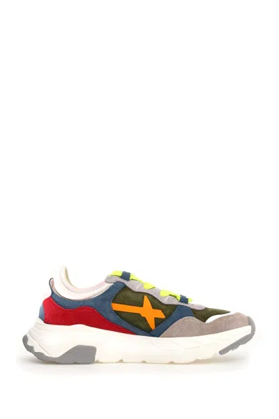 W6yz Multicolor Elevated Rubber Sole Sneakers With Suede