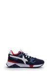 W6yz Blue Leather And Fabric Shoes In Blu Blu E Verdi