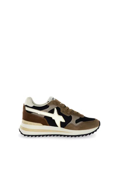 W6yz Sporty Suede Sneakers With Technical Fabric In Brown