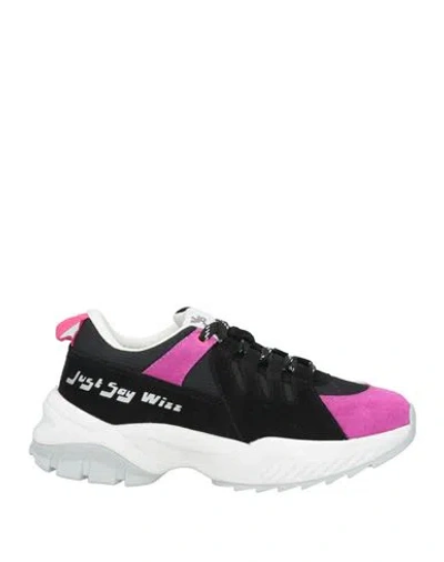 W6yz Woman Sneakers Black Size 7 Leather, Textile Fibers
