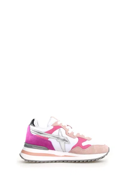 W6yz Women's Sneaker With Rubber Sole And Serrated Bottom In Pink
