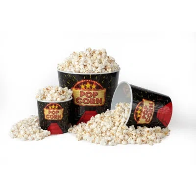 Wabash Valley Farms 3 Piece Red Carpet Movie Night Popcorn Bowl Set In Black