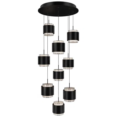 Wac Banded 5"h X 17"w 9-light Multi-light Pendant In Black