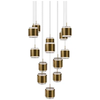 Wac Banded 5"h X 20"w 13-light Multi-light Pendant In Aged Brass