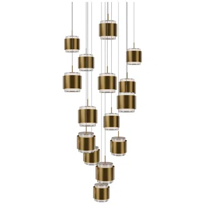 Wac Banded 5"h X 23"w 15-light Multi-light Pendant In Aged Brass