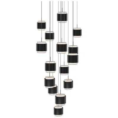 Wac Banded 5"h X 23"w 15-light Multi-light Pendant In Black