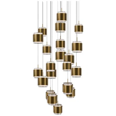 Wac Banded 5"h X 26"w 21-light Multi-light Pendant In Aged Brass In Brown