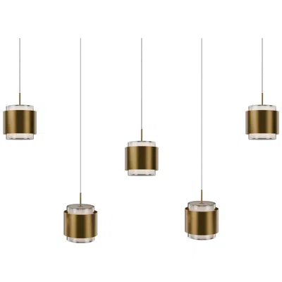 Wac Banded 5"h X 41.5"w 5-light Multi-light Pendant In Aged Brass