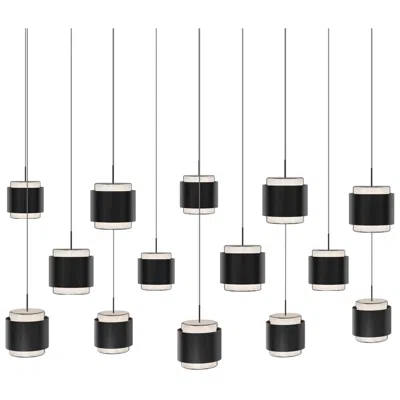 Wac Banded 5"h X 42"w 14-light Multi-light Pendant In Black