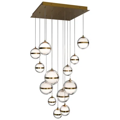 Wac Cyllindra 6.38"h X 5.88"w 13-light Multi-light Pendant In Aged Brass