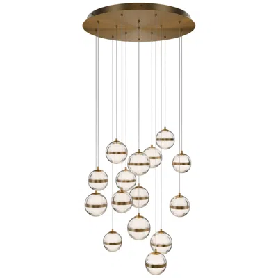 Wac Cyllindra 6.38"h X 5.88"w 15-light Multi-light Pendant In Aged Brass