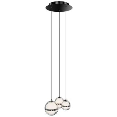 Wac Cyllindra 6.38"h X 5.88"w 3-light Multi-light Pendant In Black Chrome