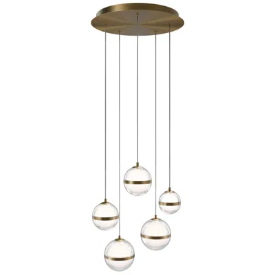 Wac Cyllindra 6.38"h X 5.88"w 5-light Multi-light Pendant In Aged Brass