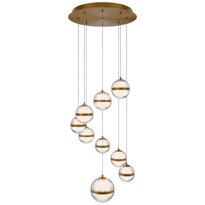 Wac Cyllindra 6.38"h X 5.88"w 9-light Multi-light Pendant In Aged Brass