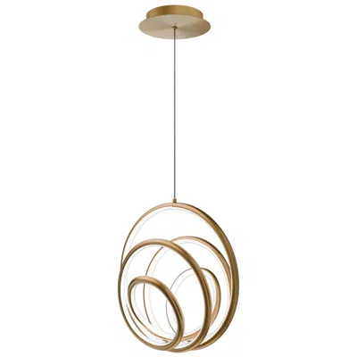Wac Hoopla 13"h X 13"w 1-light Pendant In Aged Brass